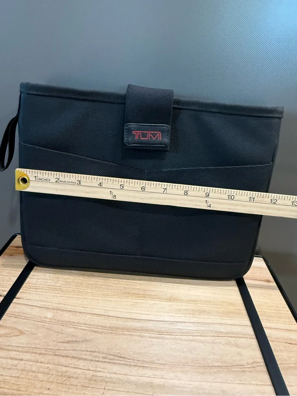 TUMI Black Ballistic Nylon Tablet Sleeve iPad Case Tech Organizer Velcro Closure